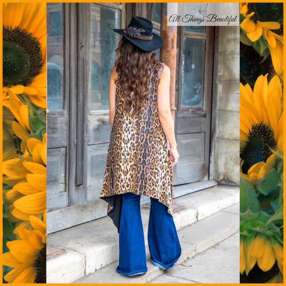 LAST ONE 🆕🐾L&B SEQUIN Leopard Kimono/Duster🐾 - Picture 4 of 8